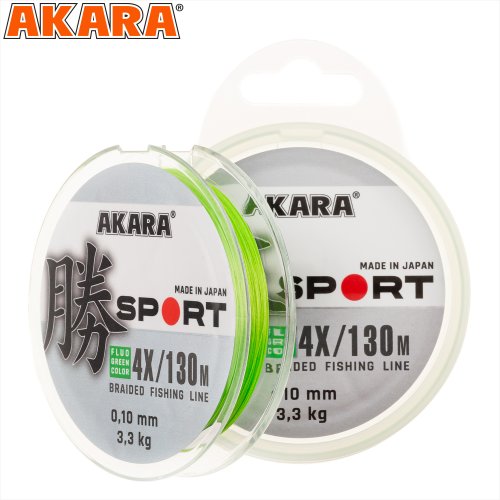 Плетёный шнур Akara Sport  X-4 Fluo Green (130м)